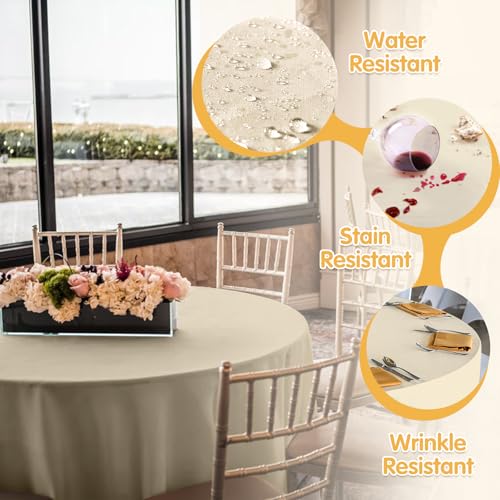 BRILLMAX 6 Pack White 70 Inch Round Tablecloths Fit 30" to 54" Tables (8-20" Drop) - Circle Bulk Linen Polyester Fabric Washable Cloth Cover for Wedding Reception Banquet Birthday Party Buffet