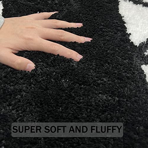 Bathroom Rug Set Shaggy Bath Rugs Set 3 Piece,Non Slip Thick Plush Microfiber Bathroom Carpet, Extra Soft and Absorbent Bathroom Set, Machine Washable, Bath Rugs for Bathroom Tub,Shower, Deep Grey