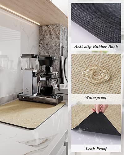 tchdio-Coffee Mat-Hide Stain Absorbent Rubber Backed Quick Drying Mat for Kitchen Counter-Coffee Bar Accessories Dish Drying Mat Fit Under Machine Pot Espresso Machine