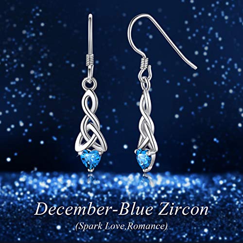 ChicSilver Sapphire Earrings for Women Blue September Birthstone Earrings for Women 925 Sterling Silver Heart Earrings Celtic Knot