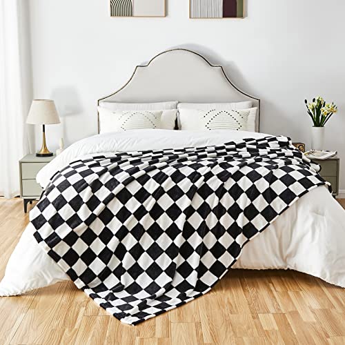 SOCHOW Checkered Flannel Throw Blanket, Soft Cozy Checkerboard Grid Pattern Fleece Blanket for Couch Bed Sofa, Sage Green 60 x 80 Inches