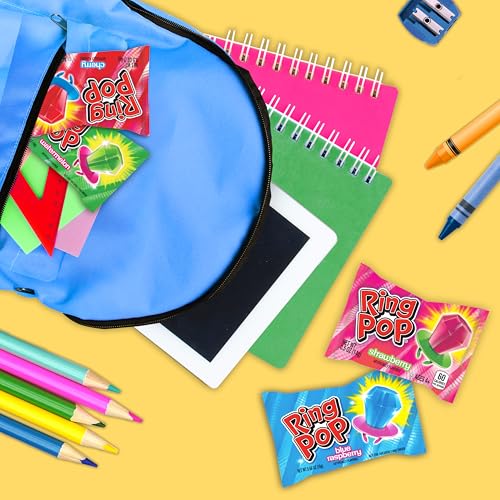 Ring Pop Individually Wrapped Back to School Bulk Lollipop Variety Party Pack – 20 Count Lollipop Suckers w/ Assorted Flavors - Fun Candy/Supplies for School Treats & Care Packages