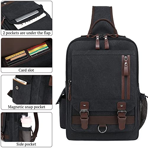 mygreen Retro Messenger Bag Canvas Shoulder Backpack Travel Rucksack Sling Bag Purple