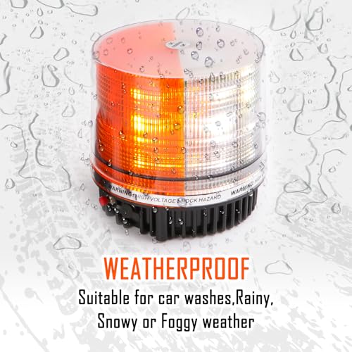 LE-JX Amber/White Wireless Rotating Beacon Orange Battery Led Strobe Warning Light Roof Top Plow Hazard Flash Emergency Lights 12V with Magnetic Base Mount and Rechargeable Plug(Yellow/White, 18 LED)