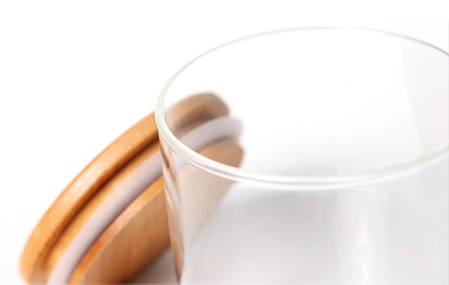 Lawei 4 Pack Glass Storage Jars with Airtight Bamboo Lids, 18.6 OZ Clear Glass Kitchen Canisters Food Storage Container for Dry Goods, Serving Tea, Coffee, Spice, Candy, Cookie