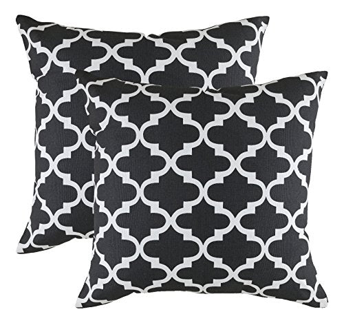TreeWool 2 Pack Trellis Accent Decorative Cotton Throw Pillow Covers (22 x 22 Inches, Yellow)