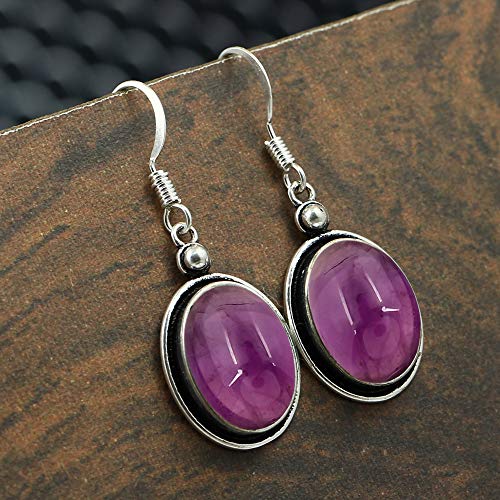 10.56 Cts Amethyst Dangle Earrings For Women, Purple Stone February Birthstone Jewelry Mother's Day Gifts For Mom Wife