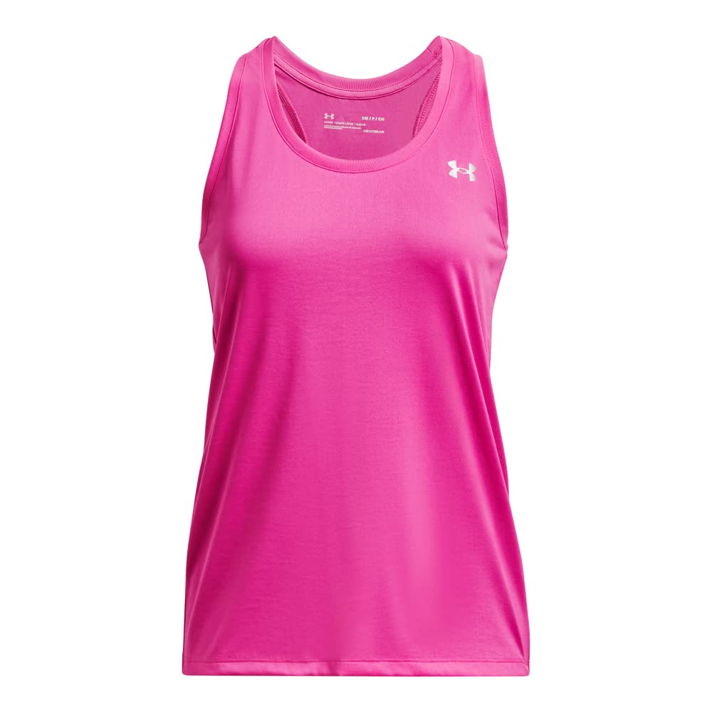 Under Armour Women's Tech Solid Tank Top, (652) Rebel Pink / / Metallic Silver, Small