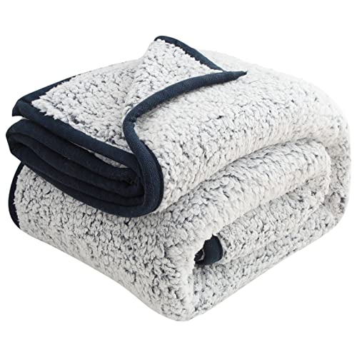EMME Fuzzy Fleece Warm Blanket 50"x60" Throw Size Ultra Soft Warm Sherpa Blanket Microfiber Cozy Blanket for Couch Sofa Lightweight Fuzzy Thick Reversible Couch Blanket (Grey, 50"x60")