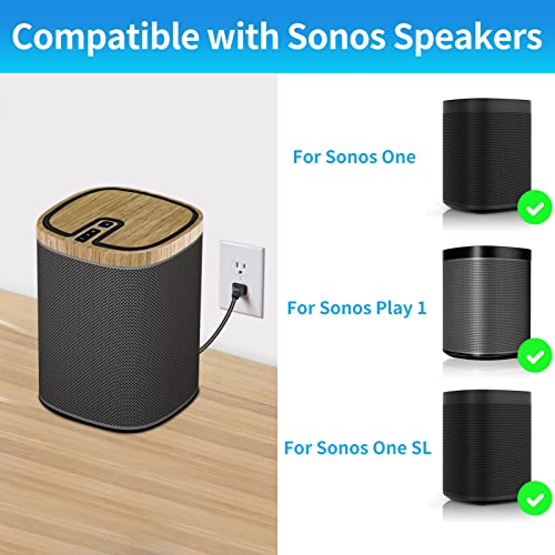 1.15ft Power Cord Compatible with Sonos One, One SL and Play 1 Speakers with Wood Skin Decal Wrap Stickers, L-Sharped Short Power Cable Replacement Cord for Sonos Power Supply Cable - Black