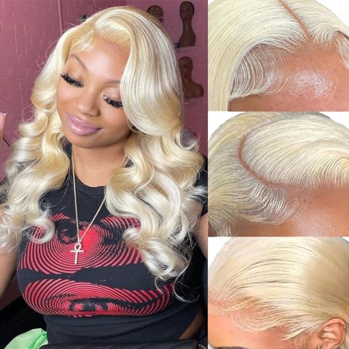 Alielaine 613 13x6 Lace Front Wig Human Hair Transparent Lace Body Wave Blonde Lace Front Wigs Human Hair 613 HD Lace Frontal Wig Blonde Wig (36 Inch, 613 13x6 Body Wave Wigs)