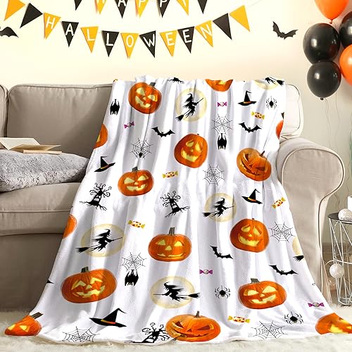 Tupmnbry Fall Throw Blanket Autumn Harvest Pumpkin Blanket Fall Maple Leaf Blanket Super Soft Flannel Throw Blanket Lightweight Fluffy Plush Bed Blanket for Autumn Thanksgiving Decorations 50"X60"