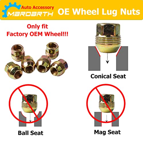 Set of 24, 14mmx1.5 OEM Factory Wheel Lug Nuts Replacement for Sliverado Sierra 1500 Yukon Avalanche Suburban Express 1500 C1500 K1500 Escalade Traverse Yukon M14x1.5 Studs 6 Lug Wheel