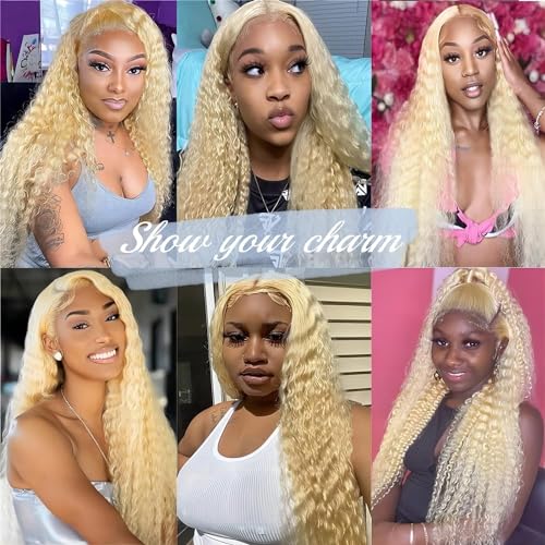 HOTLOVE 613 Lace Front Wig Human Hair, 13x6 Transparent Lace 613 HD Lace Frontal Wig For Women 12A Body Wave Blonde Lace Front Wigs Human Hair Pre Plucked With Baby Hair 38inch