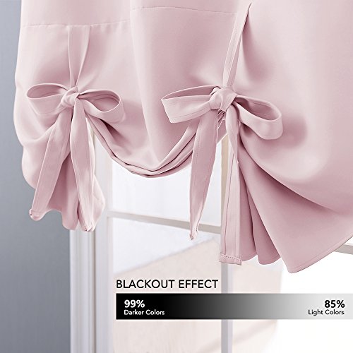 NICETOWN Farmhouse Curtain Window Treatment - Bathroom Curtain Roman Shade Kitchen Valance Window Curtain Tie Up Balloon Shade (Teal Blue, Grommet Top Panel, 46 inches W x 63 inches L)