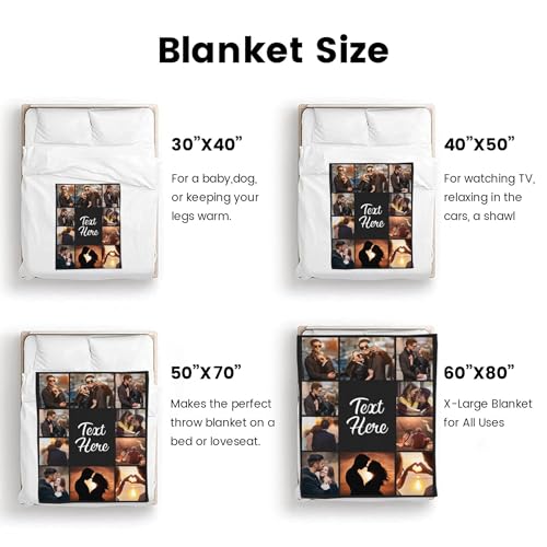 inkArts Custom Blanket with Photos Text Personalized Blanket Thows with Picture Customizable Blanket Photo Blankets Customize Valentines Day Gifts for Mom Dad Couple Girlfriend Boyfriend Wife Husband