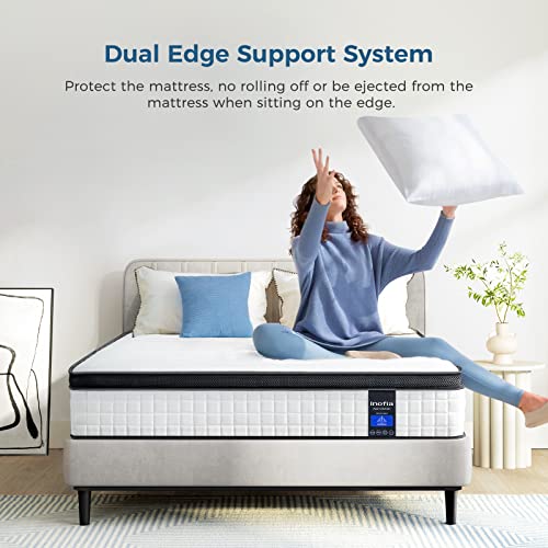 Inofia 10 Inch Full Hybrid Double Mattress in a Box - Medium Firm, Memory Foam & Pocket Springs, Fiberglass Free, Motion Isolation, Pressure Relief, Edge Support, 10-Year Support, CertiPUR-US