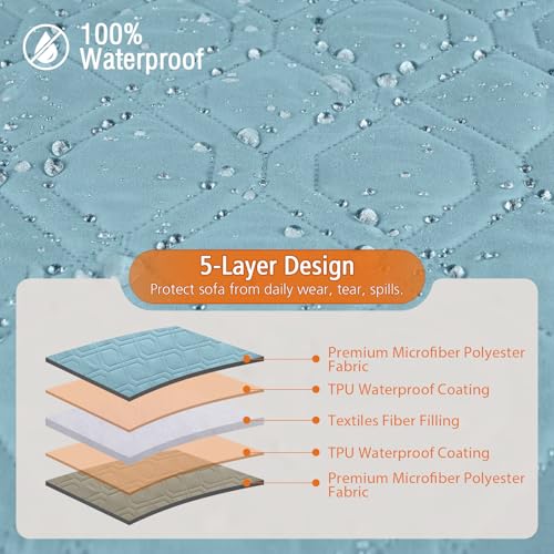 VANSOFY Upgraded Sectional Couch Covers 100% Waterproof L Shaped Sofa Slipcover Reversible Chaise Lounge Cover for Sectional Sofa Furniture Protector Cover for Pets Dog Cat(Small, Off White)