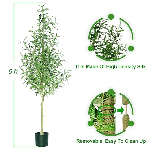 Zsenent Faux Olive Tree Fake Olive Tree Olive Trees Artificial Indoor 7 Feet (84 inches) Realistic Potted Silk Indoor Large Fruit for Home Offices, Living Rooms, Bedrooms, Stairs and Foyer Decor