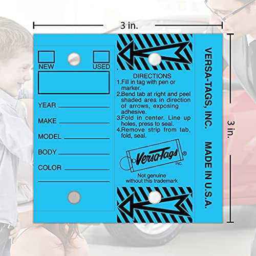Blue 2 Pack - Genuine Versa-Tag Key Tags (2 Boxes of 250 Tags per Box with Metal Rings - 500 Total)
