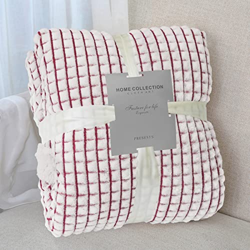 LOMAO Sherpa Blanket Throw Blanket Soft Warm Fleece Blanket Thick Blanket with Grid Pattern for Couch Sofa Bed Chair Home Decor (Brown, 51"x63")