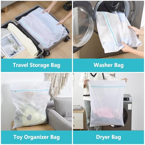 OTraki Mesh Laundry Bag for Delicates, 24 x 32 inch Large Mesh Delicates Bag for Washing Machine, Zippered Net Laundry Bag for Sweater Bed Sheet Blanket Toy Travel Camping College Dorm Organizer
