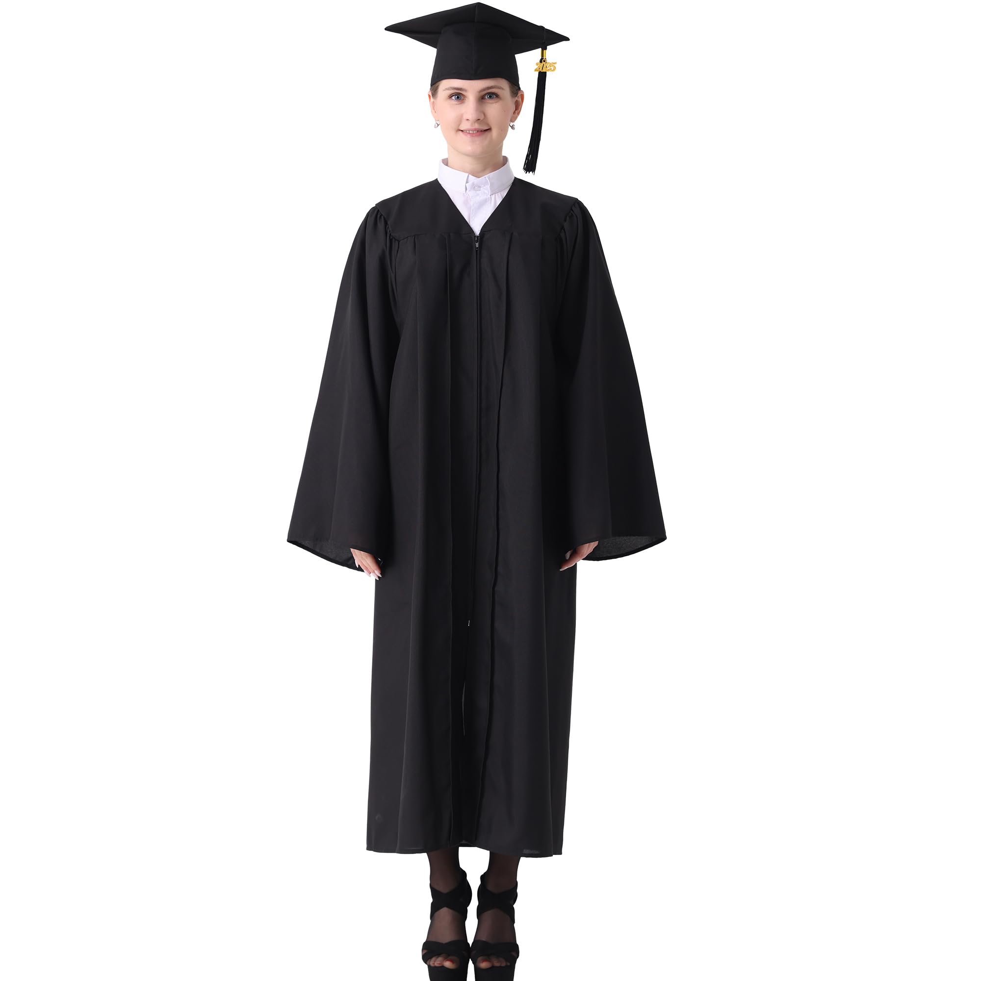 GraduatePro Matte Graduation Cap and Gown 2025 Set Bulk with Tassel for High School & College Black 51