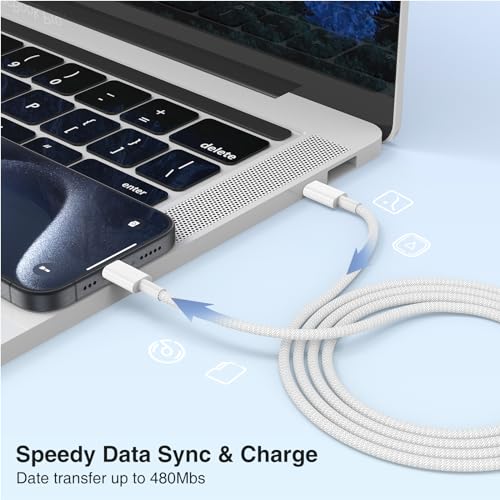 LOFPYE 3-Pack 10FT 60W USB C to USB C Cable, Type C to Type C Cable,Fast Charging Cable for iPhone 15/15Plus/15 Pro/15Pro Max,for Galaxy S24 S23, iPad Pro, MacBook Air and More