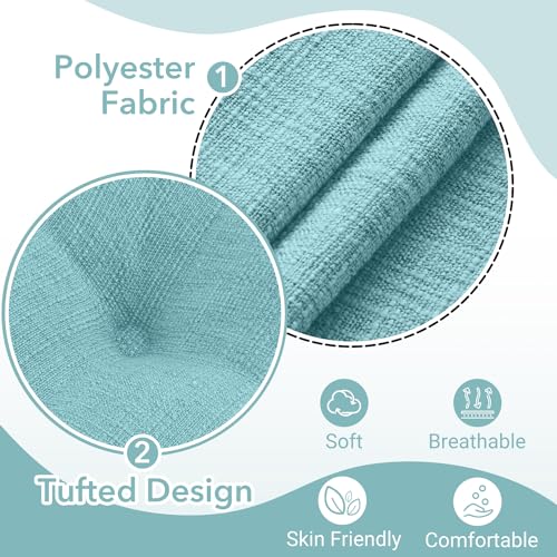 downluxe Indoor Chair Cushions for Dining Chairs, Tufted Overstuffed Textured Memory Foam Kitchen Chair Pads with Ties and Non-Slip Backing, 15.5" x 15.5" x 4", Navy, 4 Pack