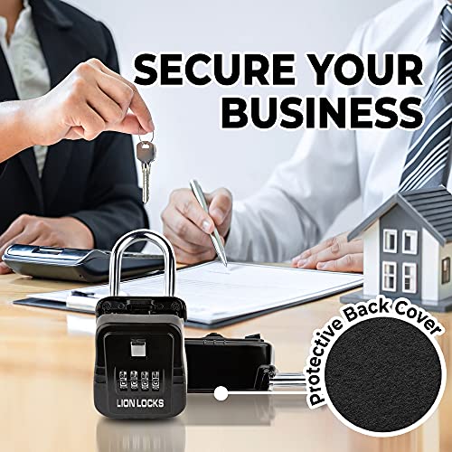 Lion Locks 1500 Key Lock Box with Code, Lockbox for Keys Outdoor, Realtor Lock Box for Short-Term Rentals, Holds 5 Keys (12 Pack, Black)