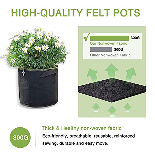 Smirdx 6 Pack Brown Plant Grow Bags with Handles, 1 Gallon Heavy Fabric Raised Garden Bed Pot for Vegetable, Non-Woven Durable Breathe Planting Container for Potato, Carrots, Onions, Flower