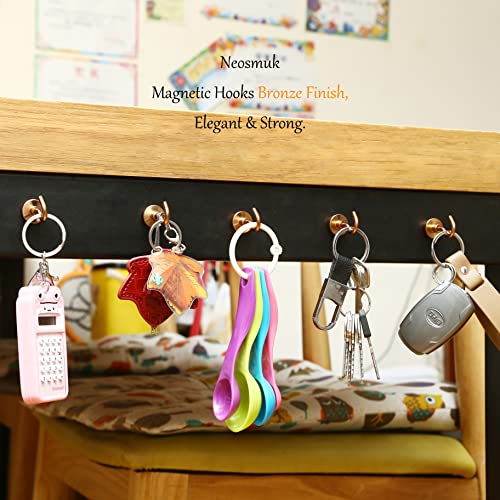 Neosmuk Magnetic Hooks, Heavy Duty Earth Magnets with Hook for Refrigerator, Extra Strong Cruise Hook for Hanging, Magnetic Hanger for Cabins, Grill (Silver White, 4 Pack)