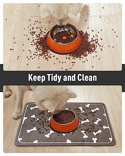 Pet Feeding Mat-Absorbent Dog Mat for Food and Water Bowl-No Stains Easy Clean Dog Food Mat-Quick Dry Dog Water Dispenser Mat-Puppy Supplies Dog Stuff-Dog Accessories Dog Water Bowl Mat