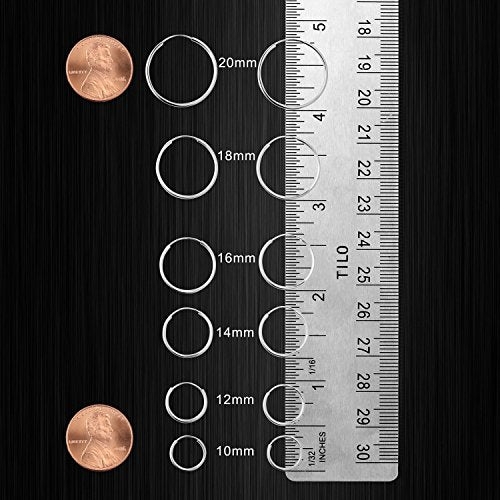 14k White Gold Round Endless Hoop Earrings - 10-18mm (10mm)…