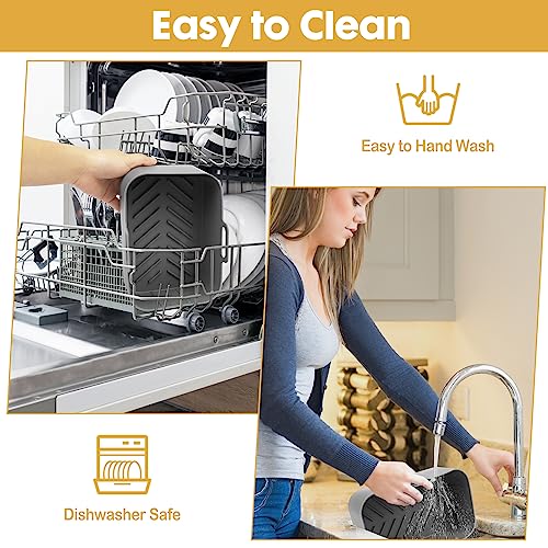 8 QT Air Fryer Silicone Liners Rectangular for Ninja Foodi Dual Reusable Silicone Airfryer Liner Rectangle Silicone Air Fryer Oven Basket (8 * 5.3 inch(8 QT), DZ201 - Black)