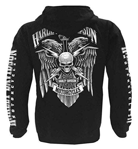 Harley-Davidson Men's Lightning Crest Full-Zippered Sweatshirt, Black (S)