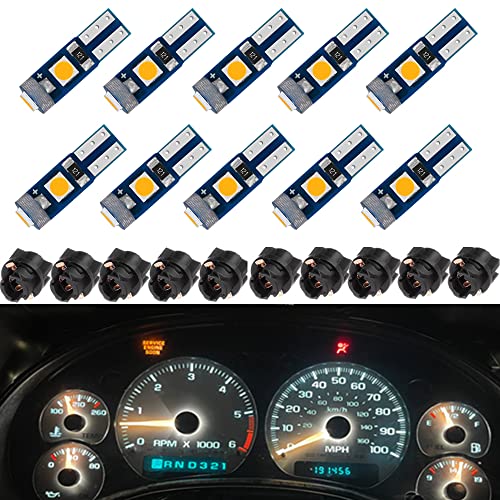 BlyilyB 10-Pack Amber T5 2721 37 74 Wedge Led Bulb PC74 Twist Sockets Replacement Dash Dashboard Lights Instrument Panel Cluster LEDS Lamps