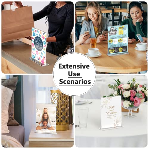 MaxGear Acrylic Sign Holder 8.5x11 Inches 2 Pack, Double Sided Clear Display Stand Table Top Sign Paper Holder, Vertical Menu Flyer Holder, Plastic Sign Frame for Stores, Restaurants, Hotels, Office