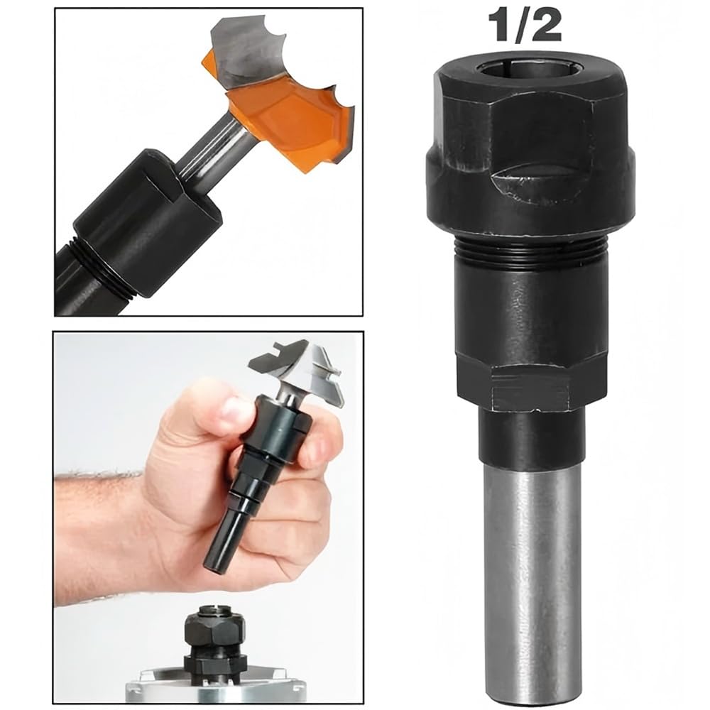 Wolfride 1/2-Inch Shank Router Bit Collet Extension, Adapter for 1/2-inch Shank Bits