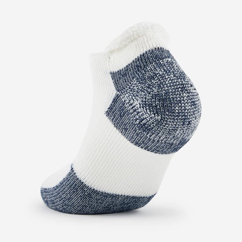 thorlos unisex adult Max Cushion J Rolltop Running Socks, White/Navy (6 Pairs), Large-I US