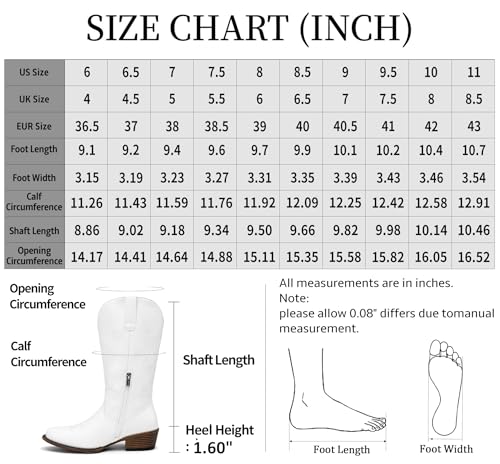 Jeossy Women's 9807 Cowboy Boots Mid Calf Embroidery Flower Boots Western Round Toe Cowgirl Boots, Whisky, Size 6M US-with Side Zipper(DJY9807 Whisky 06)