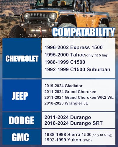 4PCS 5x5 Wheel Spacers 2 inch, 5x127 Black Wheel spacers 87.1mm Hub Bore with 14x1.5 Studs, Replacement for C1500 Suburban Yukon Tahoe