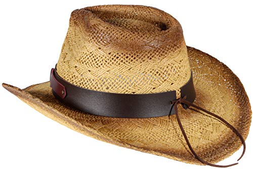 Western Outback Cowboy Hat Men's Women's Style Straw Felt Canvas (Stone Brown 3)