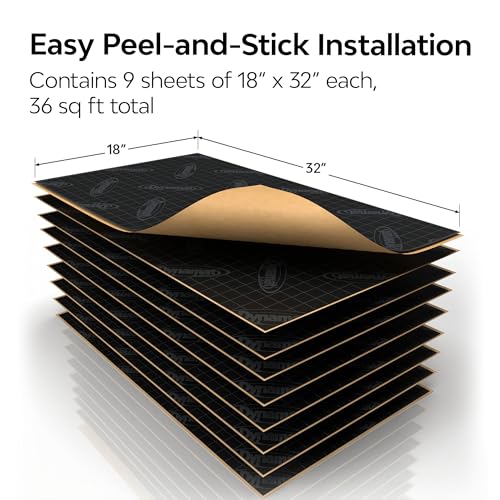 Dynamat Xtreme Sound Deadening Car Insulation Bulk Pack – Noise Dampening Kit for Floor, Doors, Panels, Hood, Engine or Trunk – Easy Self Adhesive Install – 9 Sheets 18”x32” Each, 36 sq ft total