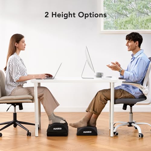 HUANUO Foot Rest for Under Desk at Work, Adjustable Footrest with 2 Height Options, Memory Foam Foot Stool for Under Desk, Foot Rest for Office, Home, Airplane, Travel - Office Accessories for PC