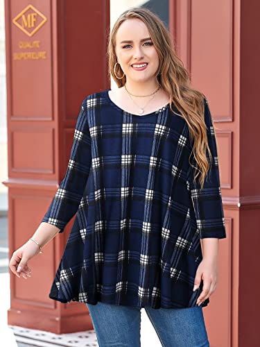 LARACE Tunics 3/4 Sleeve Halloween Shirts For Women Plus Size Tops V Neck Loose Fit Flowy Clothing for Leggings(Flower42 L)