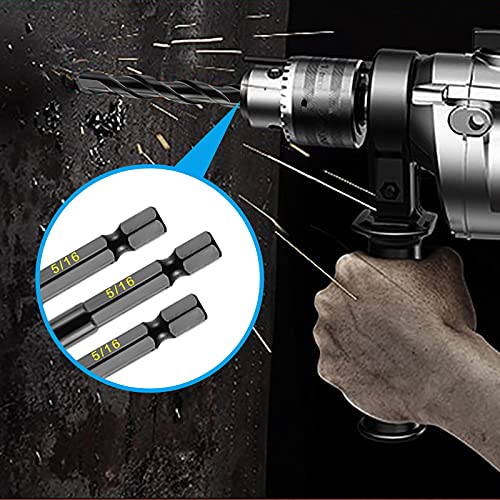 5-Piece 1/2” Masonry Drill Bits for Concrete Tiles Stone, 1/2 Inch Carbide Drill Bit Set for Glass Ceramic Brick Soft Metal Plastic and Wood, Hex Shank Drill Bit Set Diameter 12mm, Black