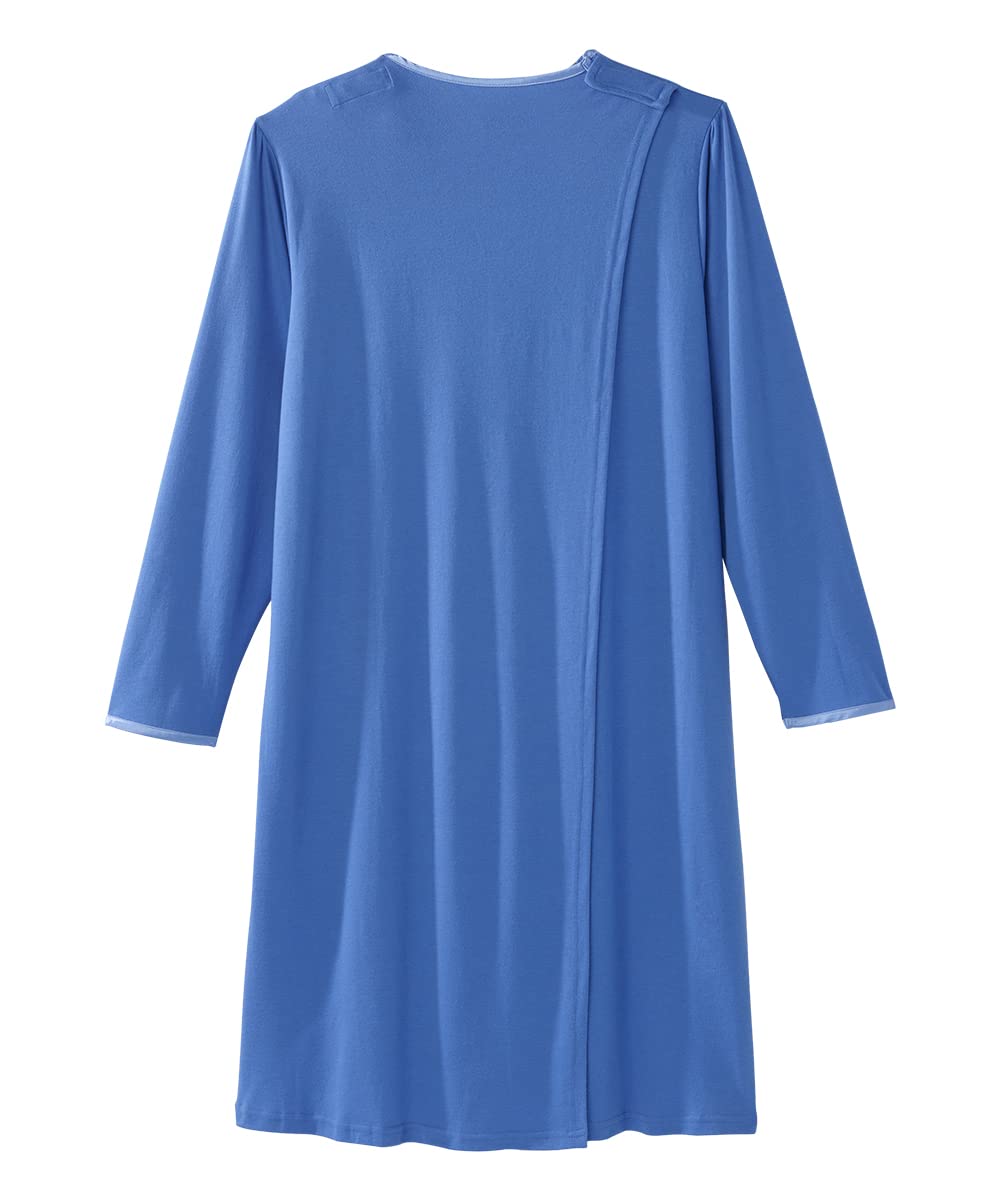 Silverts Hospital Gowns for Women Open Back, Adaptive Clothing for Seniors, Hospital Nightgowns for Women, Elderly Easy Clothing for Disabled - Blue MED