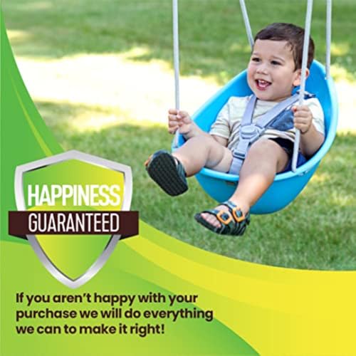 Swurfer Coconut - Your Child's First Swing with Blister Free Rope and 3-Point Safety Harness - Indoor and Outdoor - Swing for Babies and Toddlers - Ages 9 + Months - Up to 50 lbs, Blue