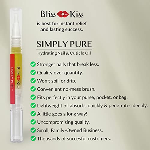 Bliss Kiss | 1 Crisp Fragrance | Nail Oil Cuticle Pen w/Vitamin E & Jojoba⏤Nail Strengthener Nail Growth Serum for Brittle Peeling Breaking Thin Nails